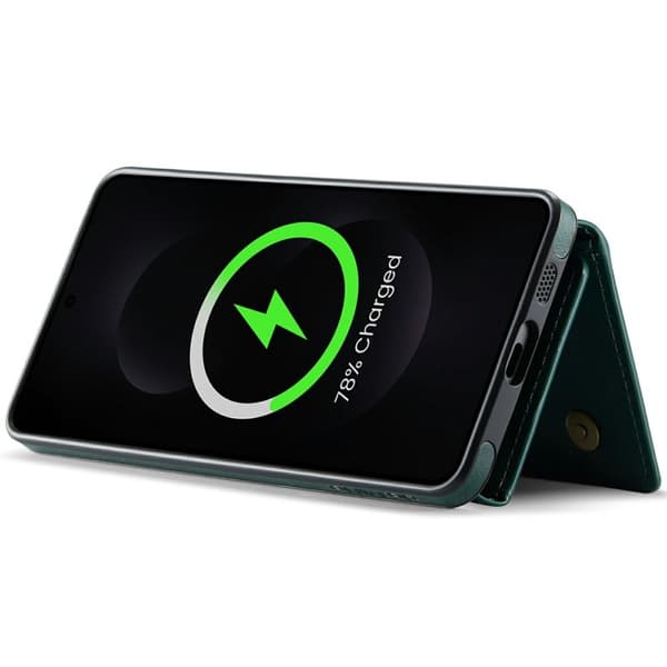 DG.MING M6 Series Konstläder Plånboksfodral för Samsung Galaxy S25 Edge - Grön