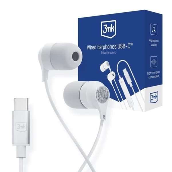 3MK USB-C-kuulokkeet - Valkoinen Vit