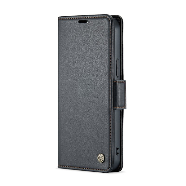 CASEME iPhone 16 Pro Max Plånboksfodral Konstläder RFID-Skydd Svart