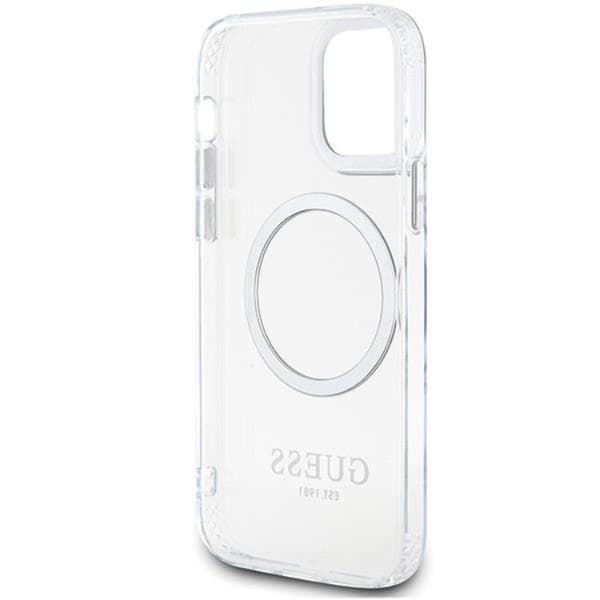 Guess Mobilskal till iPhone 12 Pro/12 Magsafe Metall Outline - Silver