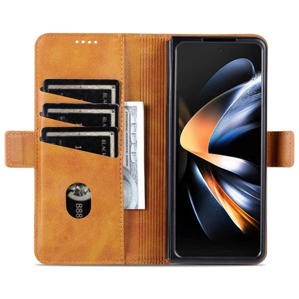 AZNS Samsung Galaxy Z Fold4 Plånboksfodral Konstläder - Brun