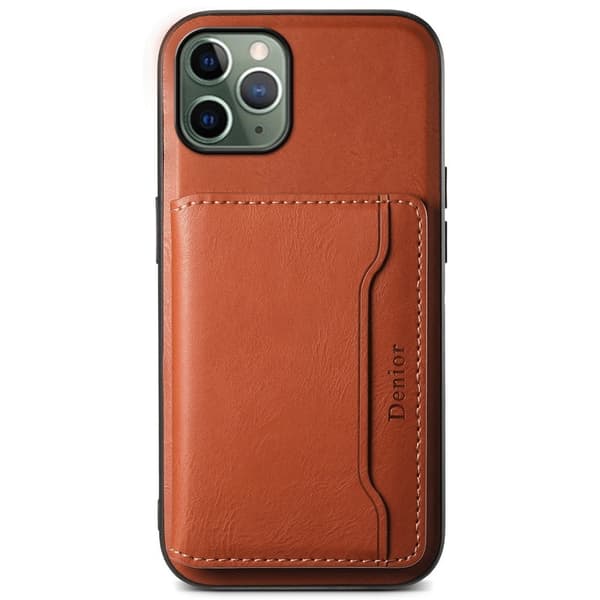 DENIOR Mobilskal till iPhone 11 Pro PU Läder + PC + TPU Kortfack - Brun