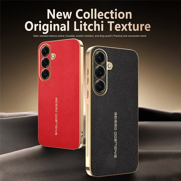 Mobilskal till Galaxy S26 Plus Litchi Texture Anti Scratch Svart