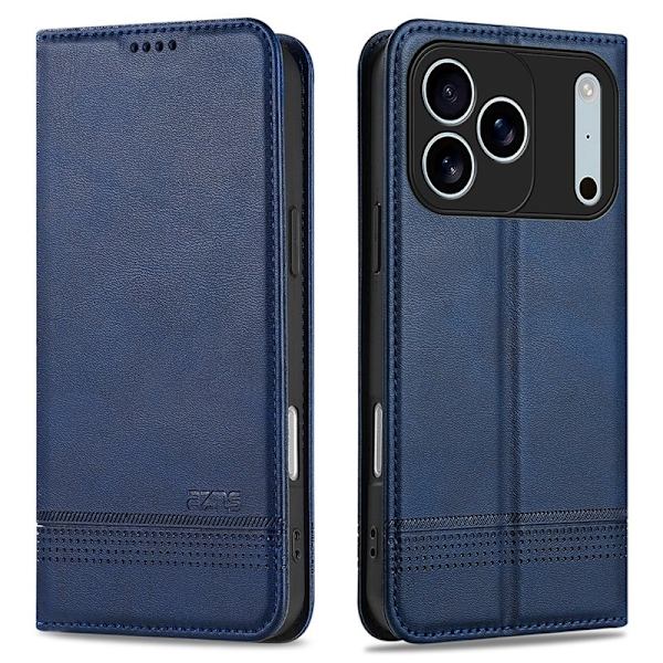 AZNS iPhone 17 Pro Max Plånboksfodral Konstläder - Blå