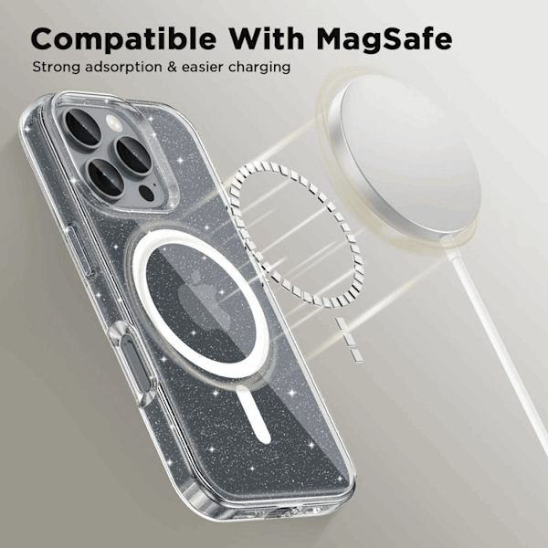 Tech-Protect telefontaske til iPhone 16e Magsafe Flexair - Glitter Transparent