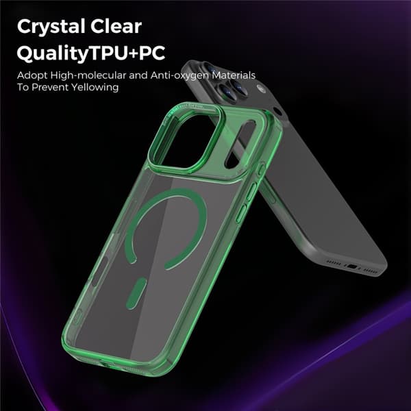 Mobilskal till iPhone 17 Pro MagSafe Transparent TPU+PC - Grön Grön