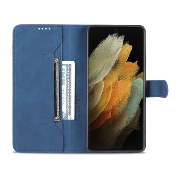 AZNS Samsung Galaxy S21 Ultra Plånboksfodral Konstläder - Blå