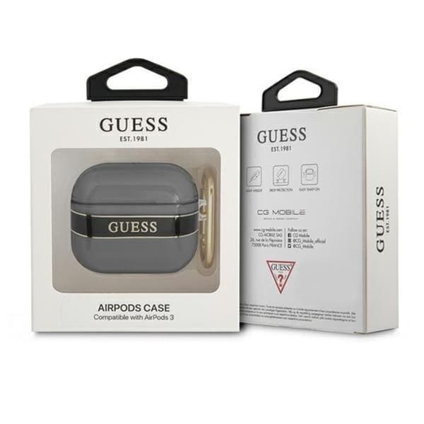 Guess AirPods 3 Skal Strap Collection - Sort Black