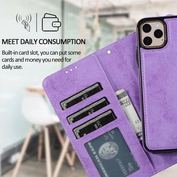 iPhone 14 Pro Plånboksfodral 2-in-1 Detachable - Lila Lila