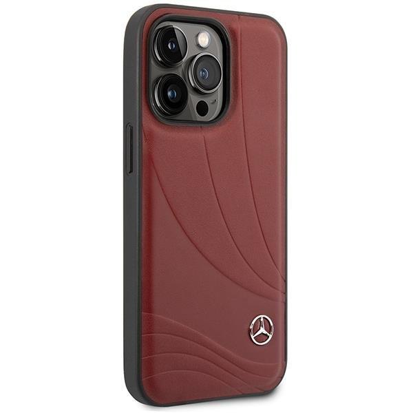 Mercedes iPhone 14 Pro Mobilcover Bølgemønster - Rød