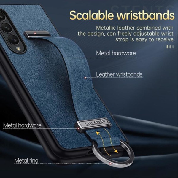 SULADA Galaxy Z Fold 4 Skal Kickstand med Wristband - Svart