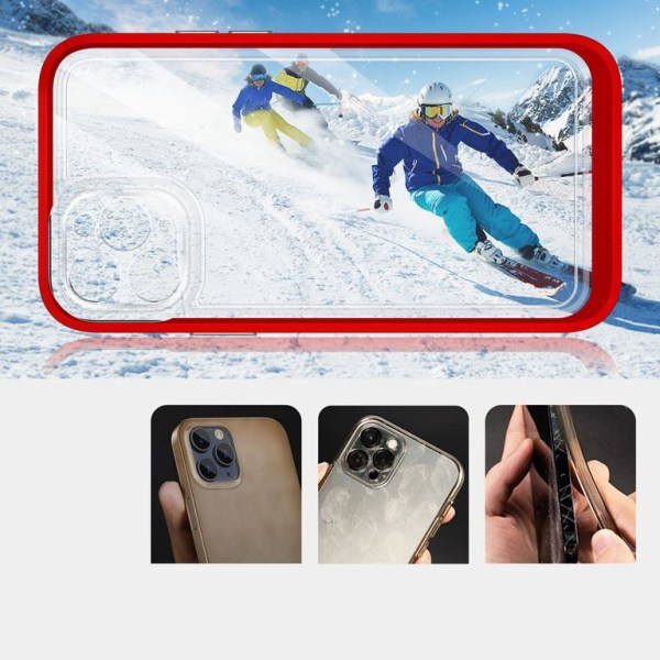 iPhone 11 Pro Max -kuori kirkas 3in1 - punainen