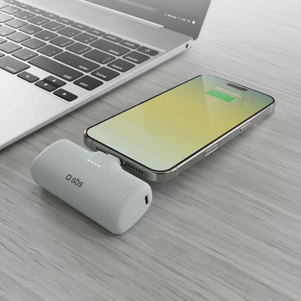 SBS Powerbank 5000mAh 10W med USB-C Hamn EcoPower - Grå Grå