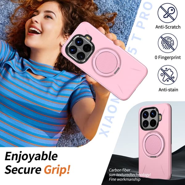 Mobilskal till Xiaomi 15T Pro Magsafe Rotating Kickstand TPU + PC Rosa
