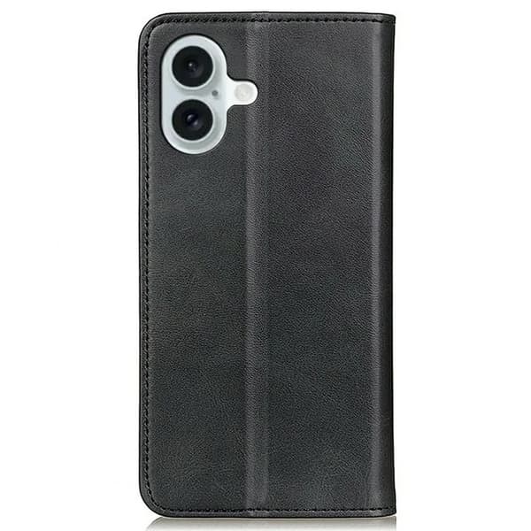 iPhone 17 Plånboksfodral Äkta läder - Svart Svart