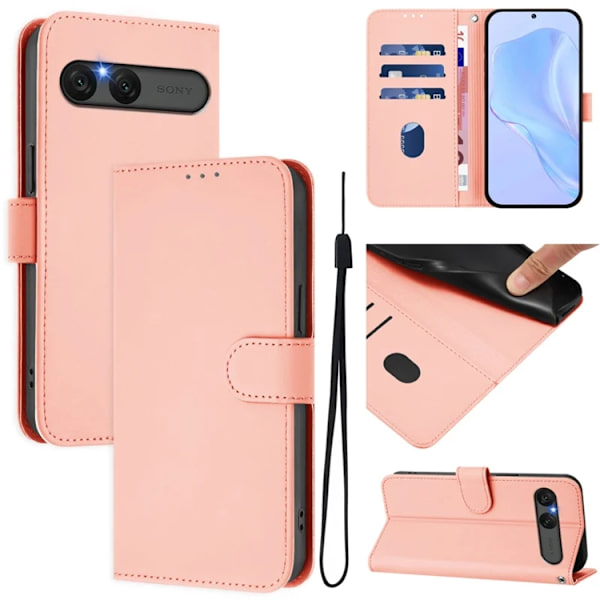 Sony Xperia 10 VII Plånboksfodral Solid color Konstläder - Rosa Rosa