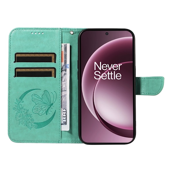 OnePlus 15 Plånboksfodral Butterfly Pattern Konstläder Grön