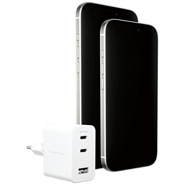 Empower by PanzerGlass Snabbladdare 70W 2xUSB-C 1xUSB-A Turbo - Silver Silver