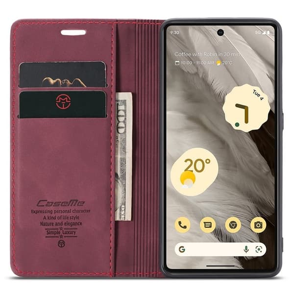 CASEME 013 Series Mobilskal till Google Pixel 7a Konstläder Röd