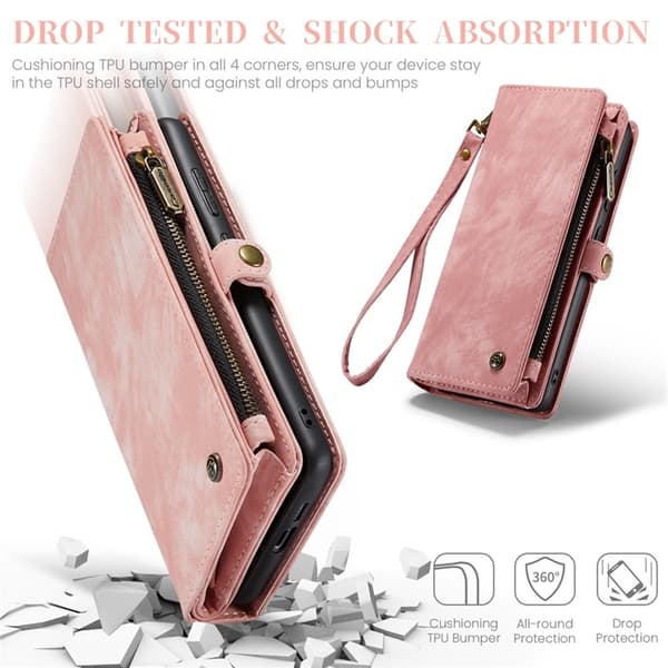CASEME Galaxy S25 Plus Ultra Plånboksfodral Med Rem - Rosa Rosa