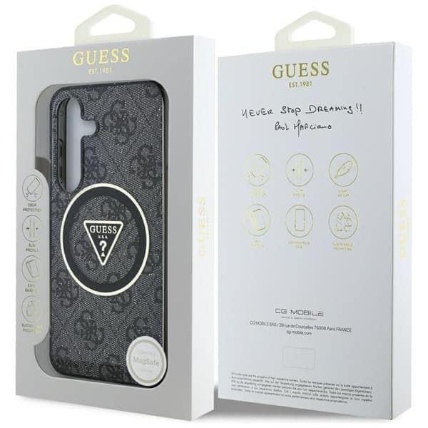 Guess Mobilskal till Galaxy S25 MagSafe 4G Glitter Triangle Buttons - Svart Svart