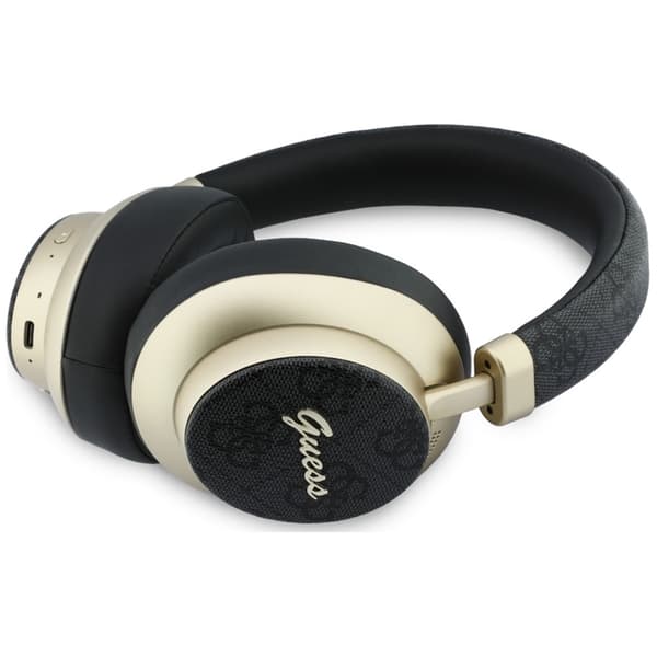 Guess On-Ear Hörlurar Bluetooth ENC 4G Gold Script Metal - Svart