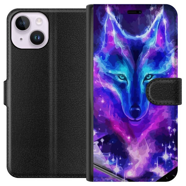 Plånboksfodral till Apple iPhone 14 med Neon Varg