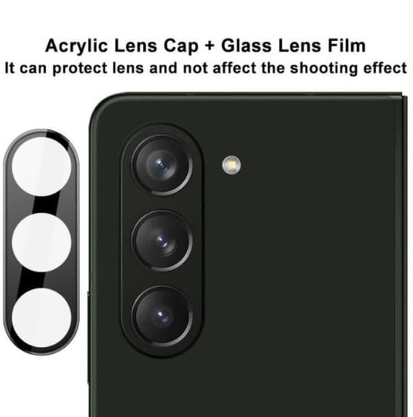 [2-PACK] Galaxy Z Flold 5 hærdet glas objektivdæksel - sort Black