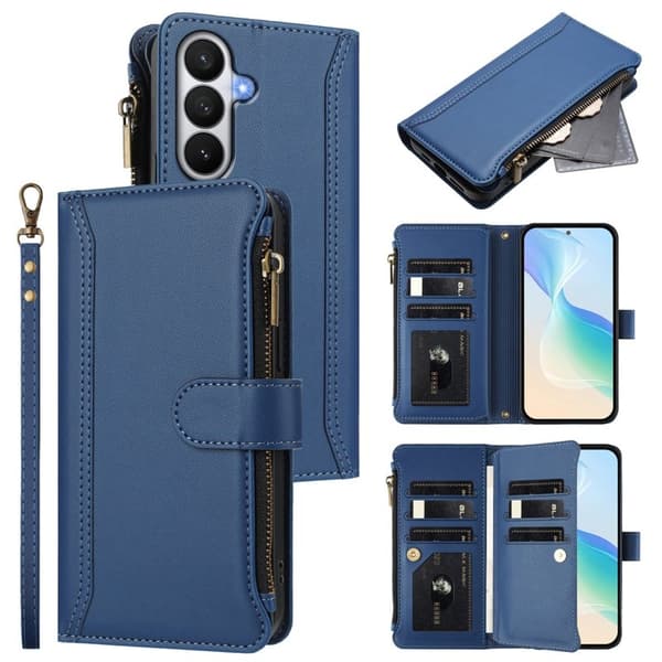 Samsung Galaxy S26 / S26 Pro Plånboksfodral Konstläder 9 Kortfack - Blå