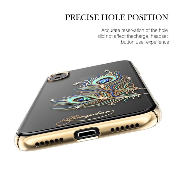 Kingxbar Skal Med Swarovski Stenar till iPhone XS / X - Peacock Feather