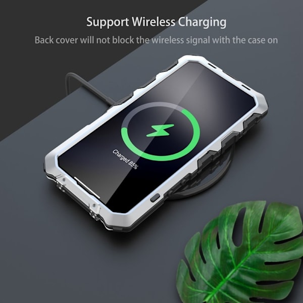 R-JUST Mobilskal till iPhone 14 Plus i Silikon + Metall Skydd Silver