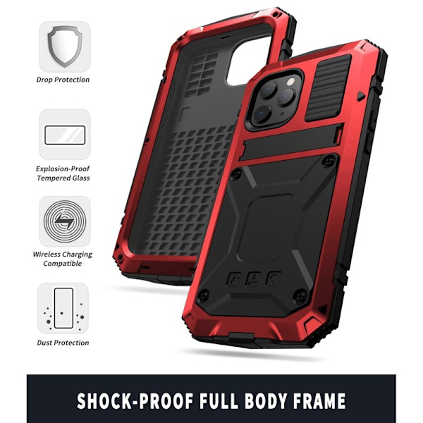 R-JUST Mobilskal till iPhone 12 Pro Max Shockproof Röd Dustproof Waterproof