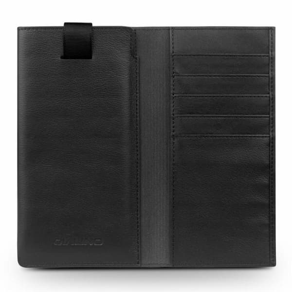 Qialino Universal Pouch Wallet aitoa nahkaa - Musta (L) Black