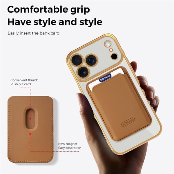 Mobilskal till iPhone 17 Pro Max MagSafe Korthållare TPU + PC - Brun Brun