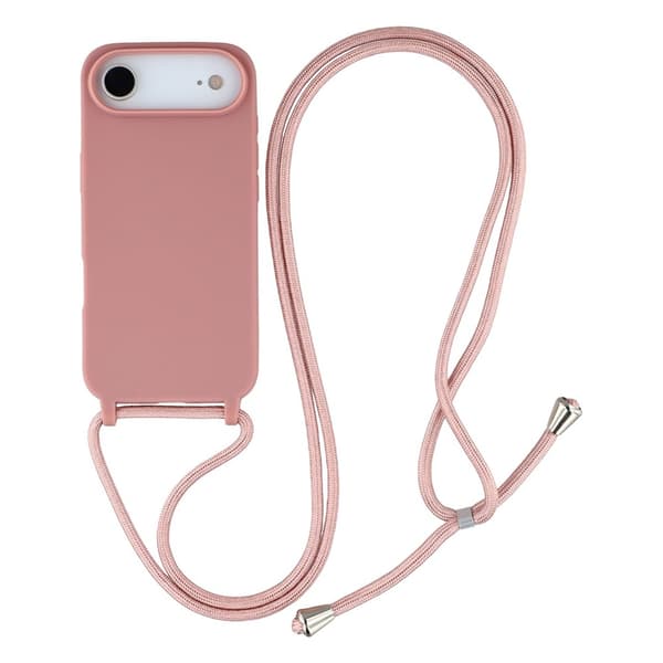 Mobilskal till iPhone Air TPU Shockproof med Lanyard - Djuprosa Rosa
