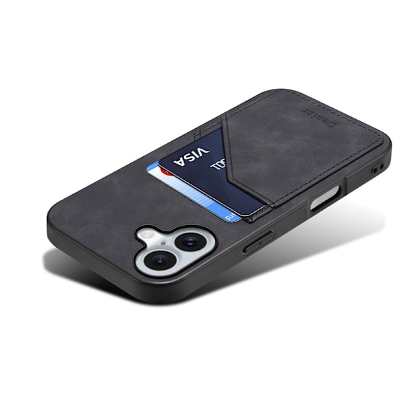 DENIOR Mobilskal till iPhone 16 Plus PU Läder + TPU + PC - Svart