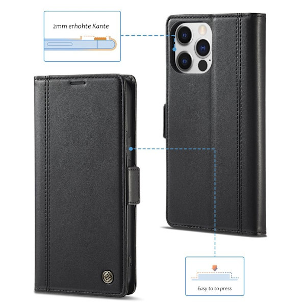 LC.IMEEKE iPhone 16 Pro Plånboksfodral Konstläder - Svart