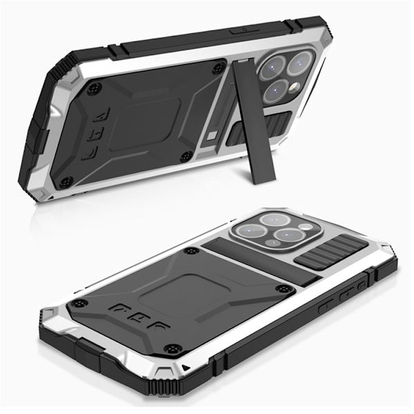 R-JUST Mobilskal till iPhone 15 Pro Max med Härdat Glas - Silver Silver