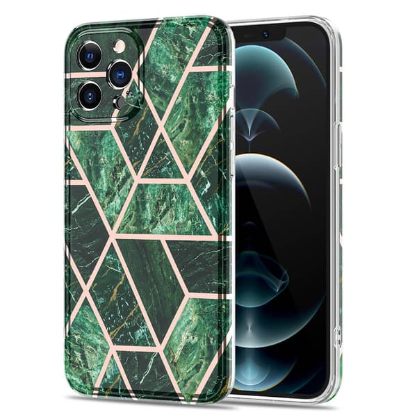 BOOM - Grid iPhone 12 Pro Max Skal - Grön Marmor Green