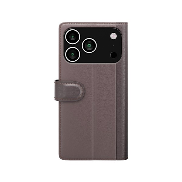 iPhone 17 Pro Plånboksfodral Äkta Läder - Brun Brun