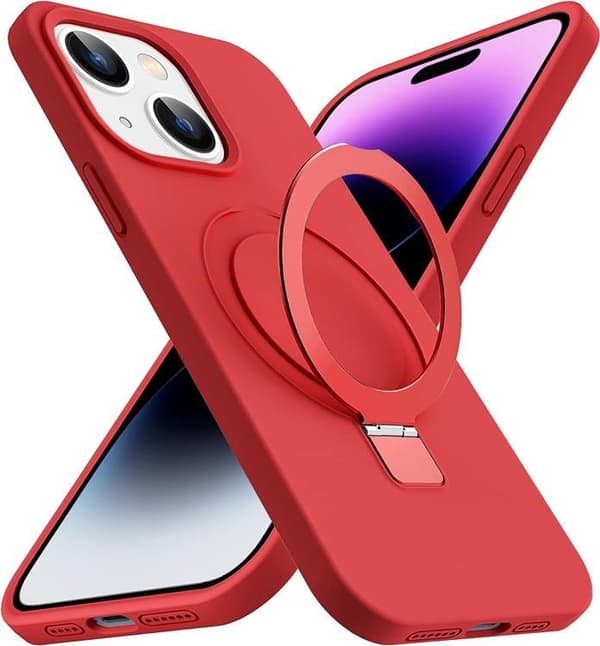 iPhone 15 Plus -puhelinkotelo Magsafe Liquid Silicone - Punainen Röd