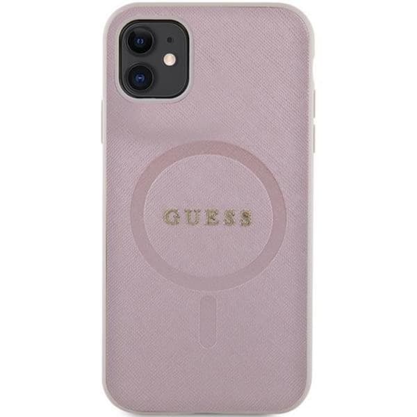 Guess iPhone 11/XR Mobilskal Magsafe Saffiano - Pinkki Rosa