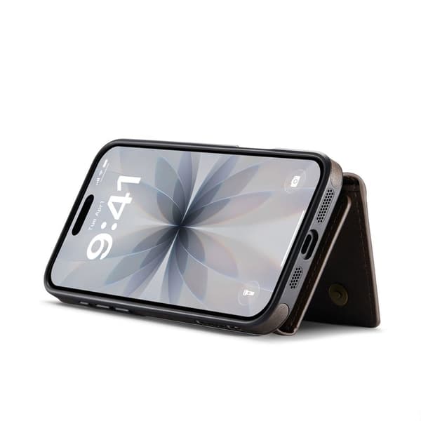DG.MING M6 Series Mobilskal till iPhone 17 Magnetiskt Plånboksfodral - Brun