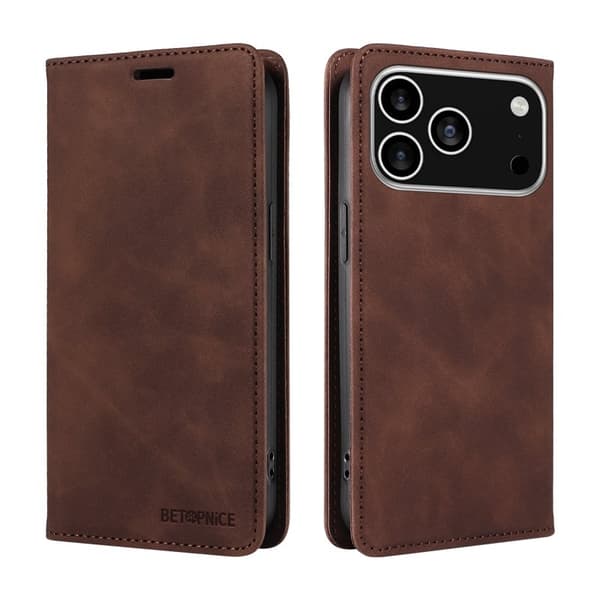 BETOPNICE iPhone 17 Pro Plånboksfodral Konstläder - Brun - Magnetisk stängning Brun