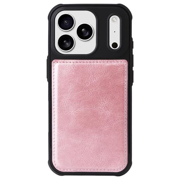 iPhone 17 Pro Konstläder Plånboksfodral Detachable Zipper - Roséguld Roséguld