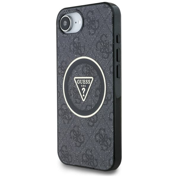 Guess Telefontaske til iPhone 16e Magsafe Metal Glitter - Sort Svart