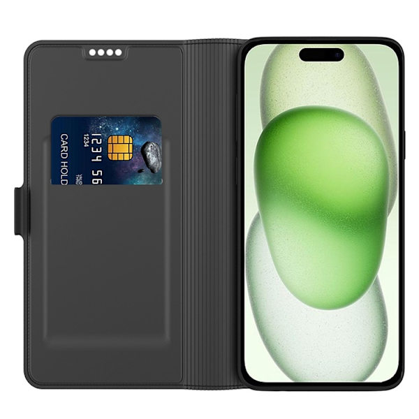 iPhone 16 Pro Max Plånboksfodral Shockproof Svart