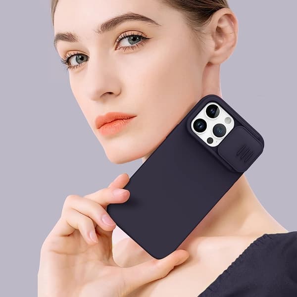 Nillkin iPhone 14 Pro Max -puhelinkuori Magsafe CamShield Silky - Tumma Lila