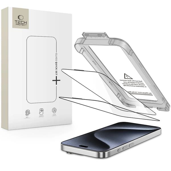 Tech-Protect [2-Pack] iPhone 15 Pro Härdat Glas Skärmskydd - Svart Svart
