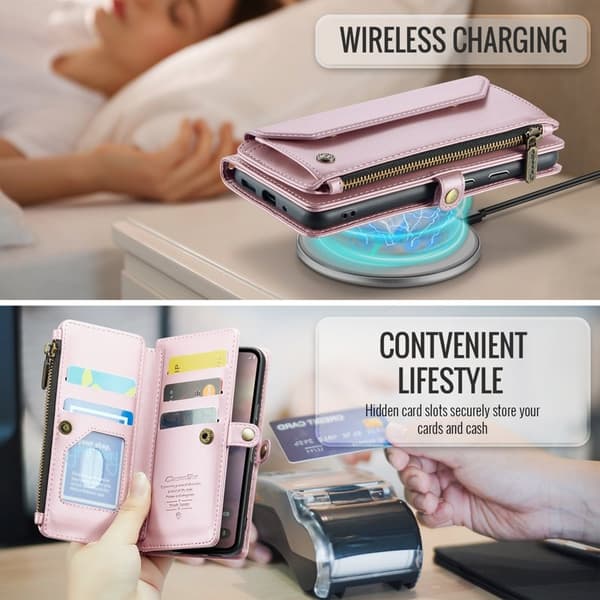 CASEME Plånboksfodral Konstläder för Google Pixel 10 Pro/10/9 Pro - Rosa